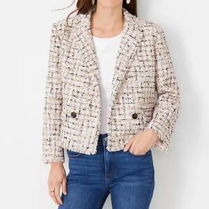 Ann Taylor Multicolored Tweed Breasted Blazer 12
